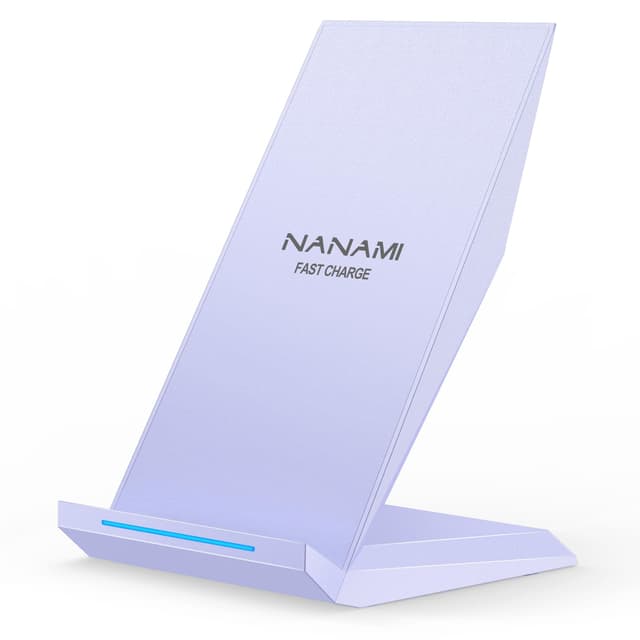 NANAMI Wireless Charger - Fast Qi-Certified Wireless Charging Stand Compatible Apple iPhone 17/17 Pro/17 Pro Max/16/15/14/13/12 Pro, Desktop Phone Charger for Samsung Galaxy S25/S24/S23/S22/S21