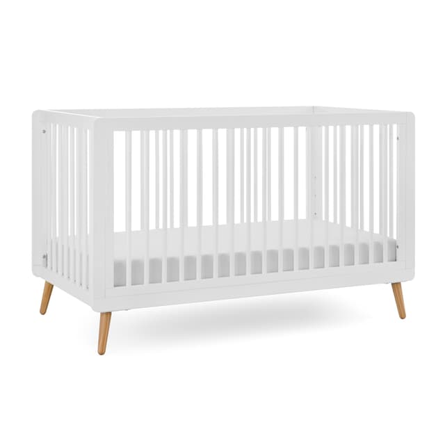 Albert Baby Tatum 3-in-1 Convertible Crib, White Finish, Solid Wood, Adjustable Mattress Height, Converts to Toddler Bed & Daybed, Fits Standard Full-Size Crib Mattress