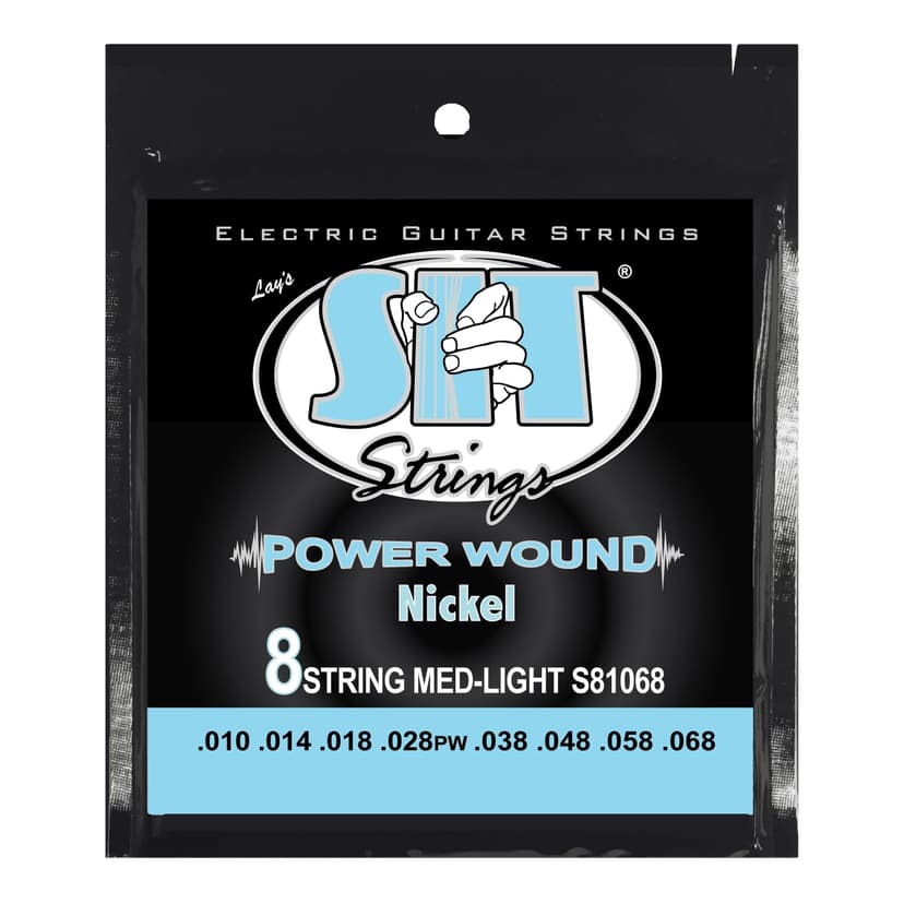 SIT Strings Power Wound Nickel Electric Guitar Strings (S.I.T.), 8-String Medium Light 10-68, S81068