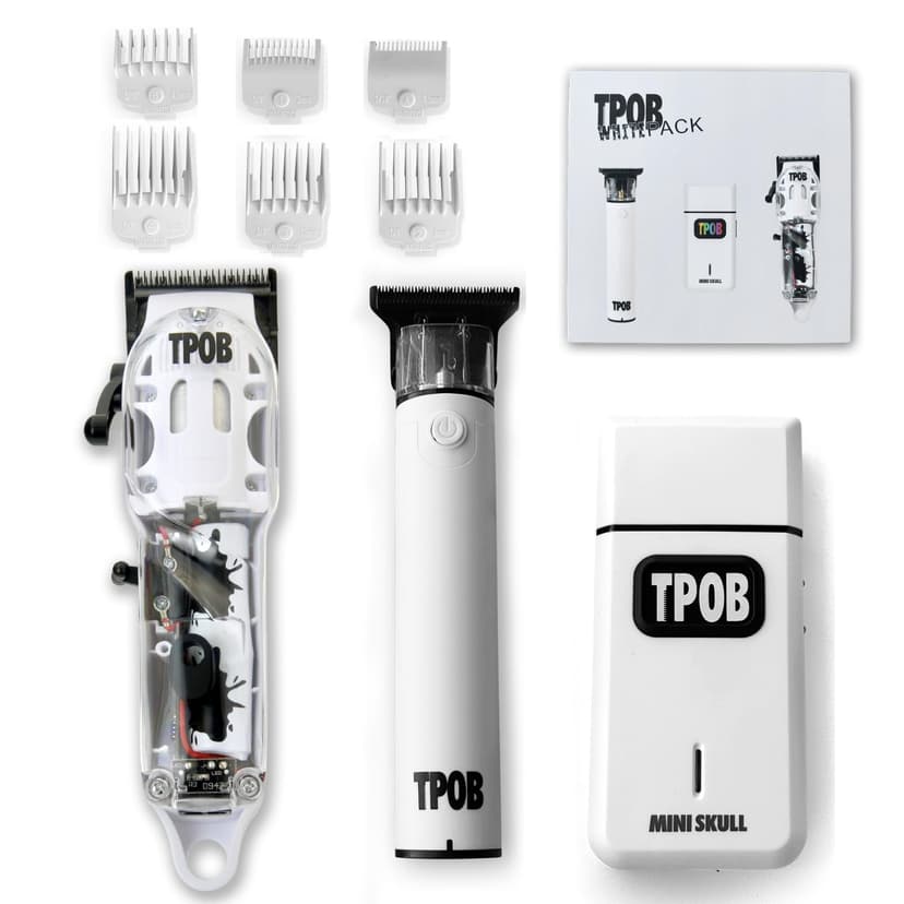 TPOB Slime 2 Barber Hair Clippers Trimmer Shaver Set for Men with Matte White Case and Fade Blade