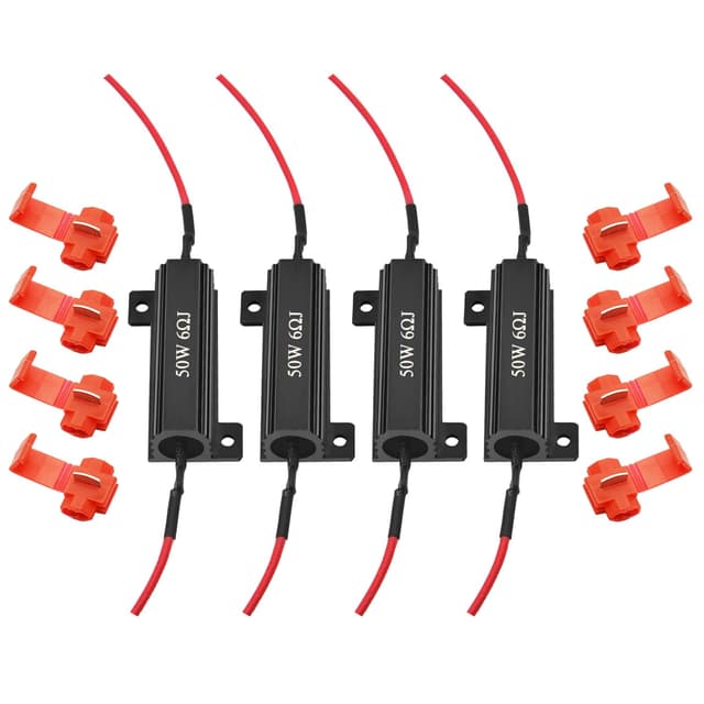AUXLIGHT 4Pcs Quality 50W 6ohm Load Resistors - Fix LED Turn Signal Blinker/Error Code (Resistors get very hot during working) - Black