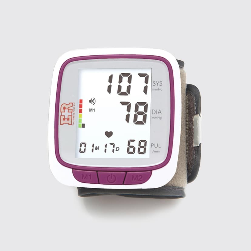 Ever Ready First Aid Fully Automatic Blood Pressure Wrist Cuff Watch Wearable Monitor for Home Use - Purple - Batteries Included