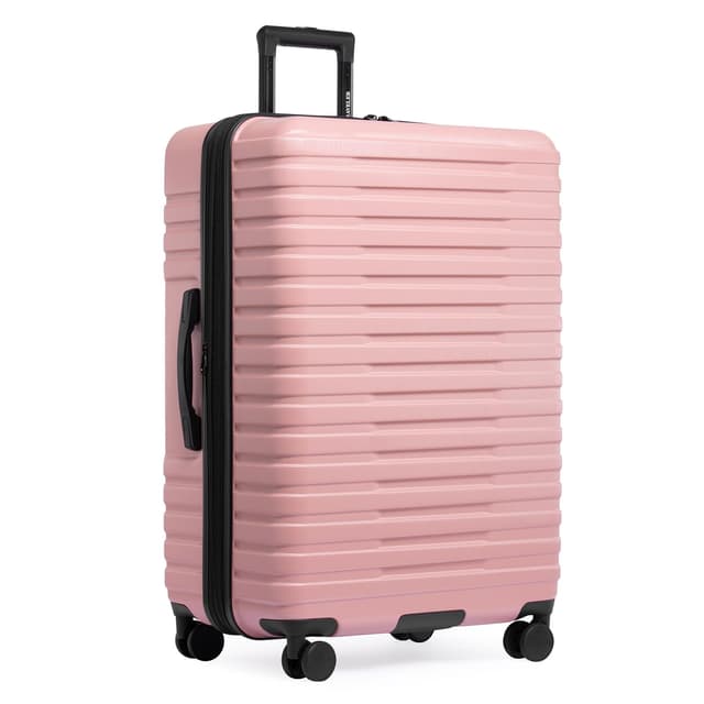 U.S. Traveler Boren Expandable Hardside Rugged Travel Luggage with 8 Spinner Wheels, Rose Pink, Checked-Large 30-Inch