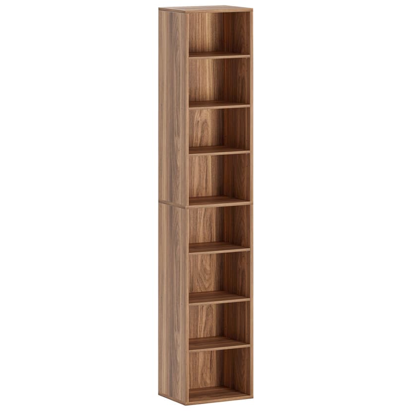 IRONCK Tall Narrow Bookshelf 8 Tiers, Compact Corner Bookcase, Easy to Match for Living Room, Office, Study, Bedroom, Oak Brown