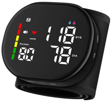 Double love Wrist Blood Pressure Monitor for Home Use - Upgraded Large LED Screen, Dual User 240 Memories with Carrying Case, Voice Broadcast, Adjustable bp Cuff (13.5-19.5cm) - Black