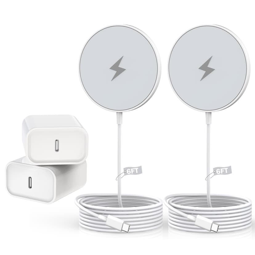 Magnetic Charger for iPhone 17,Mag-Safe Fast Wireless Charging 2Pack 6Foot Magnetic Apple Charger Pad with 2Pack USB C PD Fast Charging Block for iPhone 17/17 Pro/16 Pro Max/Plus/15/14,AirPods 3/Pro 2