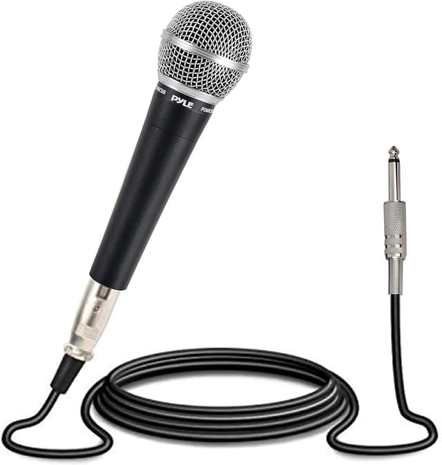 Pyle Microphone, Dynamic Cardioid, XLR Cable Included, Unidirectional, Rugged Construction, Built-in Pop Filter, Perfect for Stage & Studio, High Gain, Ultra-Wide Frequency Response, 15ft Cable