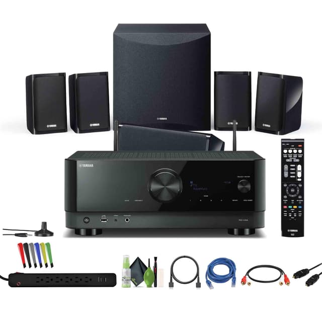 Yamaha YHT-5960U 5.1-Channel Home Theater System for TV Surround Sound System with 8" 100W Powered Subwoofer and 8K HDMI and MusicCast Bundle with Accessories