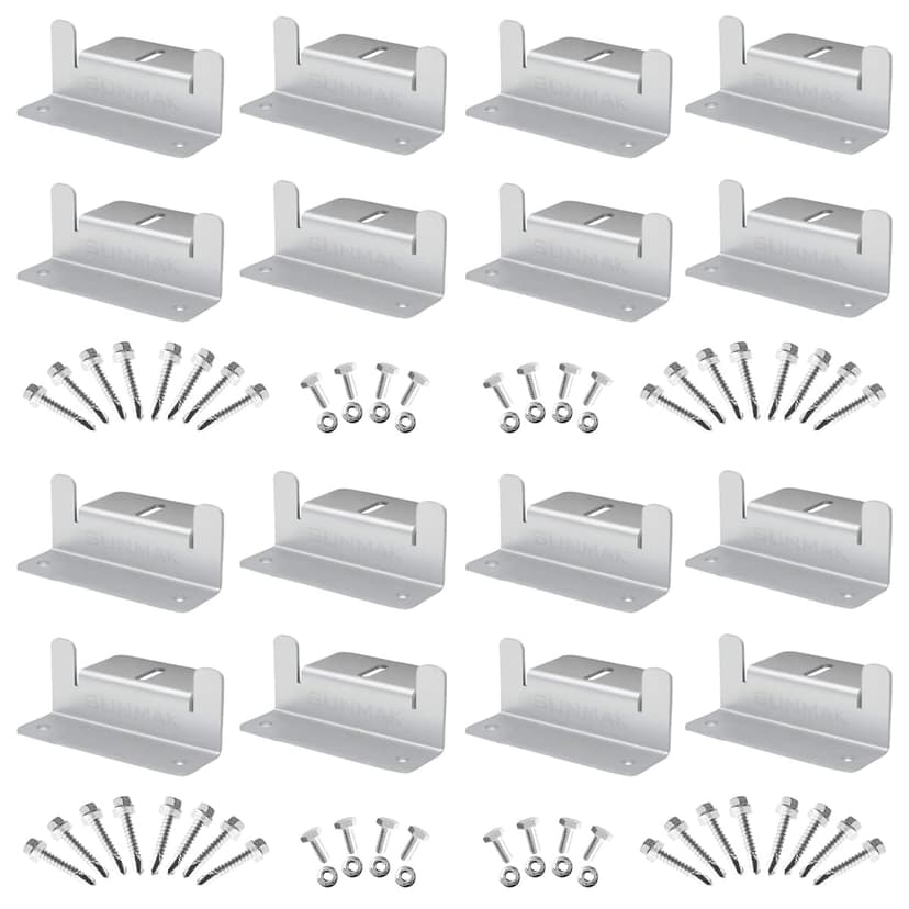 SUNMAK 16 Units per Set Solar Panel Mounting Z Brackets, Solar Panel Mounting Brackets Lightweight Aluminum Corrosion-Free for RVs, Trailers, Boats, Yachts, Wall and Other Off Gird Roof