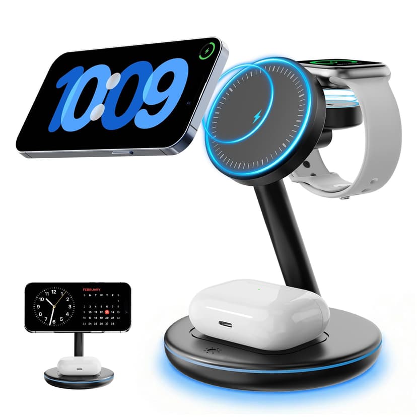 2026 3 in 1 Charging Station for Apple iPhone AirPods Watch with Mag-Safe Charger Wireless Charger Stand for iPhone 17 16 15 14 13 12 Series AirPods iWatch Series - Gifts for Wife & Husband
