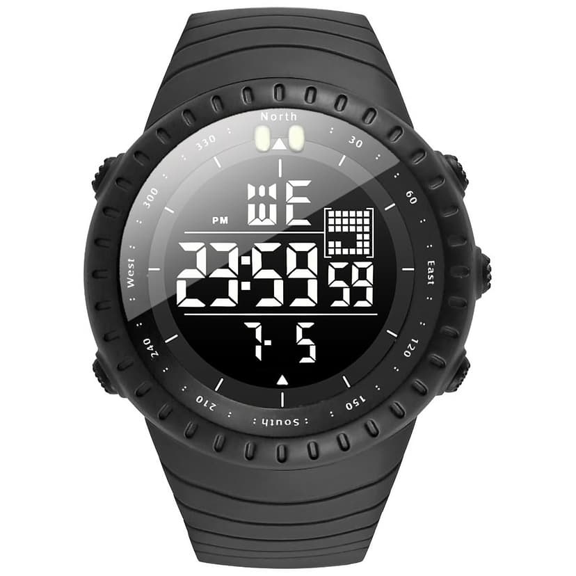 KXAITO Men's Watches Sports Outdoor Waterproof Military Watch Date Multi Function Tactics LED Face Alarm Stopwatch for Men (6256 Black)