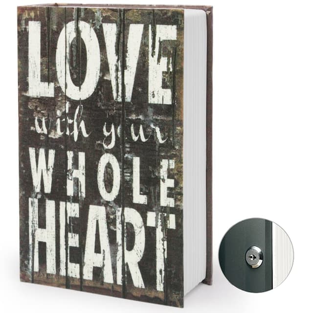 PACOLO Diversion Book Safe Storage Box (9.5"6"2.2"), Dictionary Secret Safe with Security Key Lock, Love, Key