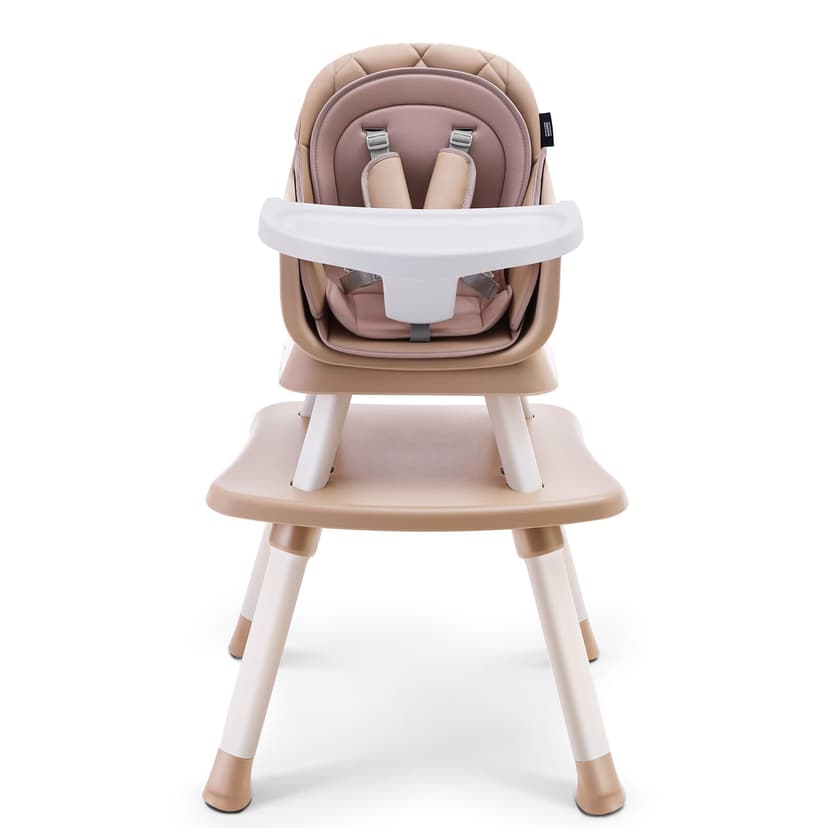 HARPPA 6 in 1 Baby High Chair, Convertible Infant Feeding Chair for Babies & Toddlers Table, Dining Booster Seat with Removable Tray, Khaki