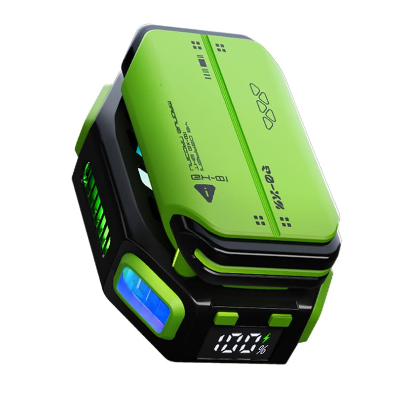 Magnetic Phone Cooler with Rechargeable Battery, LED Cooling Fan with Semiconductor Cooling,Phone Cooler with Power Display, Suitable for Phone Gaming Enthusiasts, Live Broadcast Crowd Network (Green)