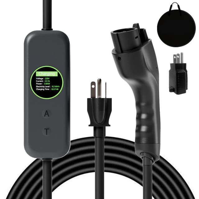 Toptoo 1+2 EV Charger Level Portable Electric Car Charger 6-20P 16A Power Plug 3.5KW 110V-240V for J1772 Electric Cars (Applicable to Household Electricity)