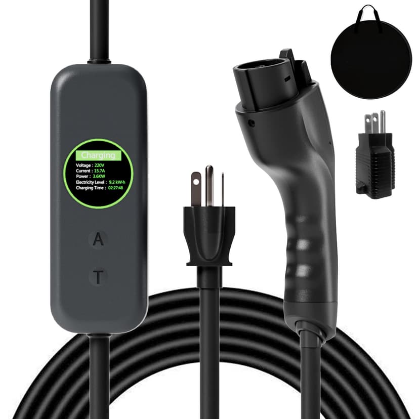 Toptoo 1+2 EV Charger Level Portable Electric Car Charger 6-20P 16A Power Plug 3.5KW 110V-240V for J1772 Electric Cars (Applicable to Household Electricity)