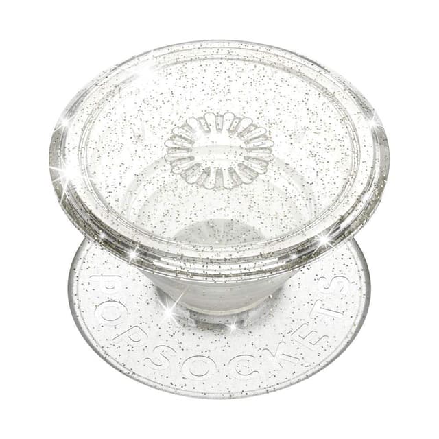 PopSockets Adhesive Phone Grip, Holder, Phone Stand, Kindle - Clear Glitter Silver