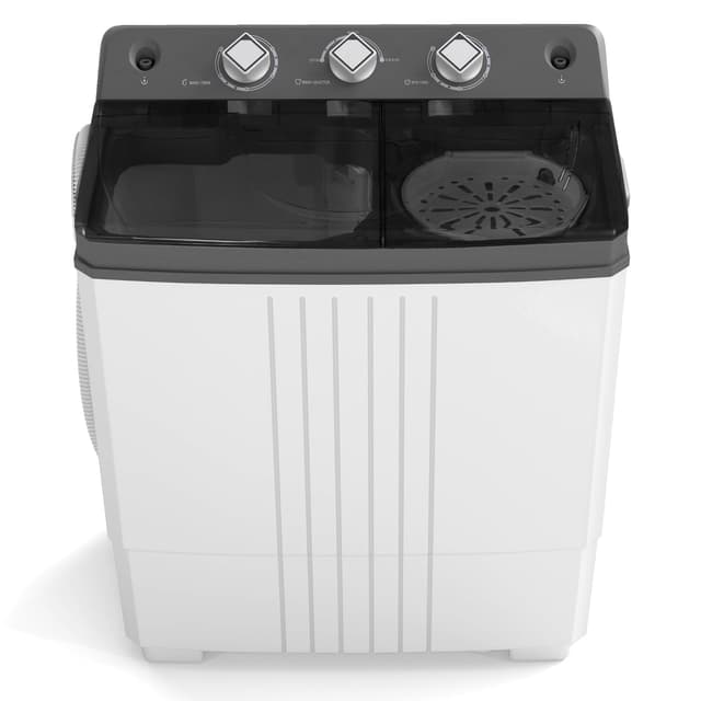 COSTWAY Portable Washing Machine, Twin Tub 20 Lbs Capacity with Drain Pump, Laundry Washer 12 Lbs and Spinner 8 Lbs with Timer Control, Perfect for Apartment Dorm RV, Grey+White