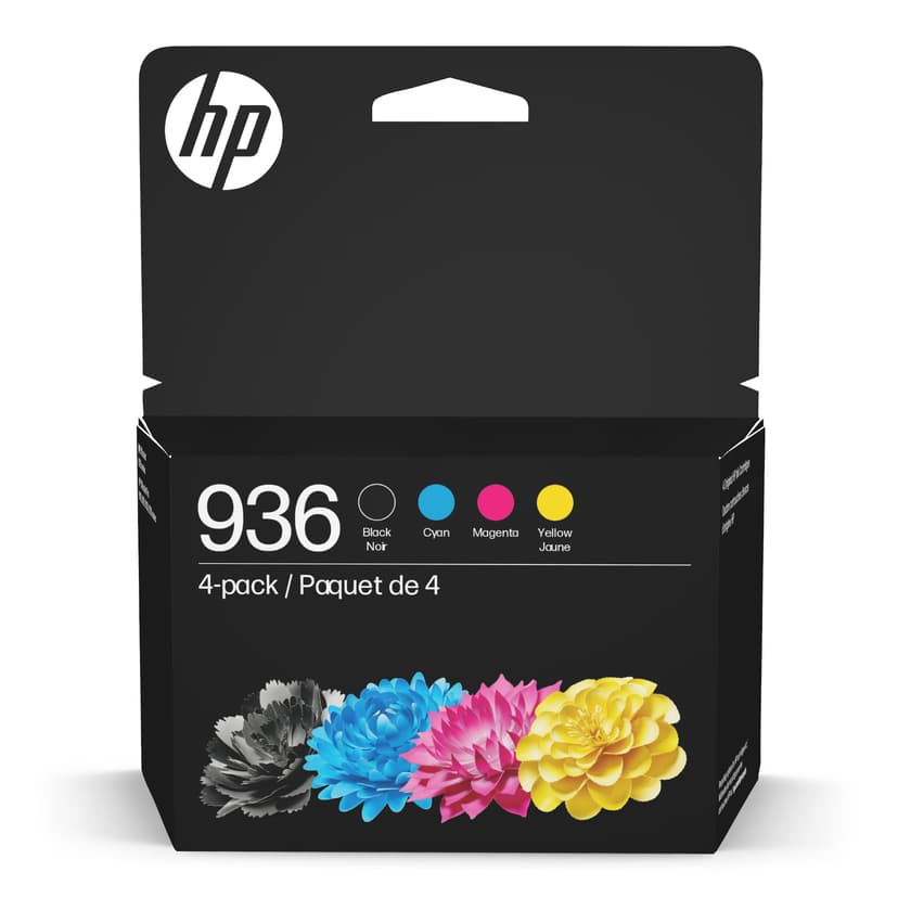 HP 936 Black, Cyan, Magenta, Yellow Ink Cartridges (4-Pack) | Works with OfficeJet 9120, Pro 9110, 9120, 9130, Wide Format 9730 | Eligible for Instant Ink | 6C3Z5LN