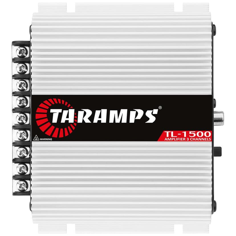 Taramp's TL 1500 Full Range 390 watts RMS 3 Channels Car Audio 2 Stereo Channels 1 Sub Channel Class D Amplifier, RCA/Wire Input, Bass Boost 13.8 VDC System, White