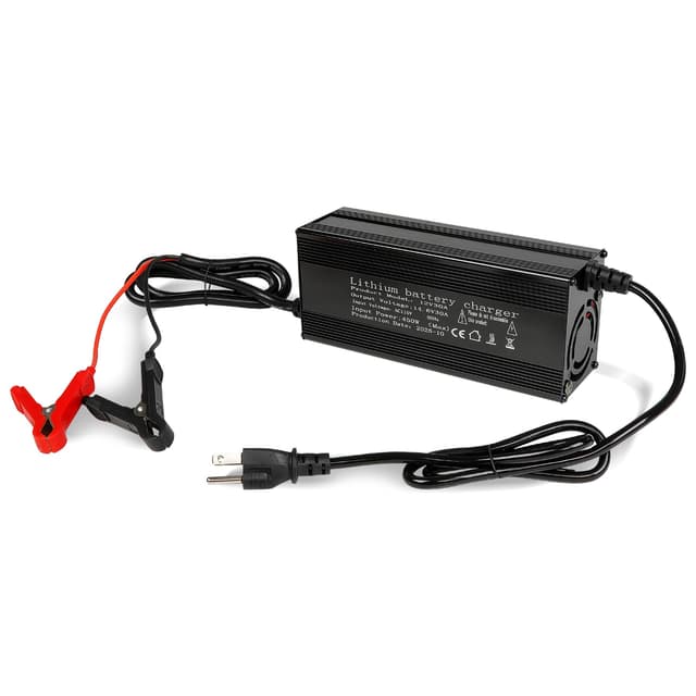 12V 30A LiFePO4 Battery Charger, 14.6V Lithium Battery Charger, Fast Charging, Over-Current and Over-Voltage Protection for 12V Lithium Iron Phosphate Batteries