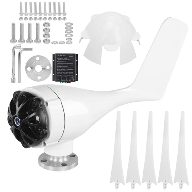 1600W Wind Turbine Generator, 5 Blade, 48V, Nylon Fiber, Low Speed Starting, for Home Marine Industrial Energy Equipment