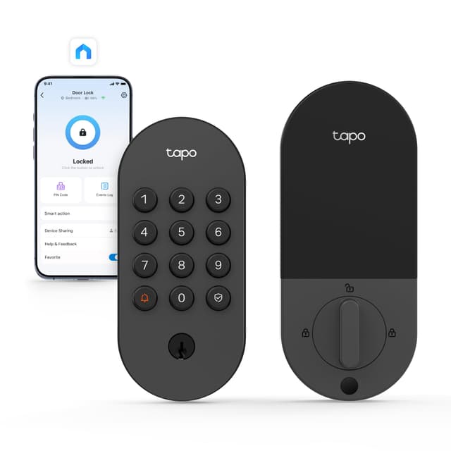 Tapo Smart Wi-Fi Deadbolt Door Lock – Keyless Tactile Buttons, Customized Access with in-App Monitoring, Auto-Lock, IP54 Weatherproof, BHMA Grade 3, Compatible with Standard Door Sizes, Tapo DL100