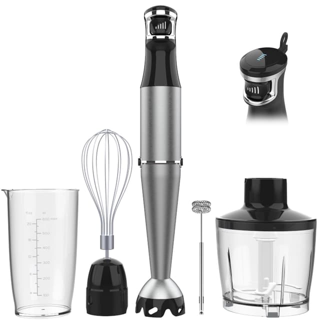 Immersion Blender Handheld Corded Hand Blenders Set 1100W, Trigger Variable Speed 5 in 1 Stick Emulsifier with Chopper, Whisk and Frother for Soup, Baby Food and Smoothies