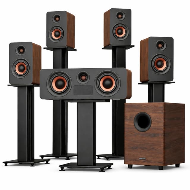 Flagship True 5.1.4 Hi-Fi System Sound Bar with Dolby Atmos, 900 W Home Theater Surround Sound System for TV, Center Speaker with 4 Surrounds, 25 Hz Subwoofer, HiFi-Grade Crossover, Soundbar, eARC