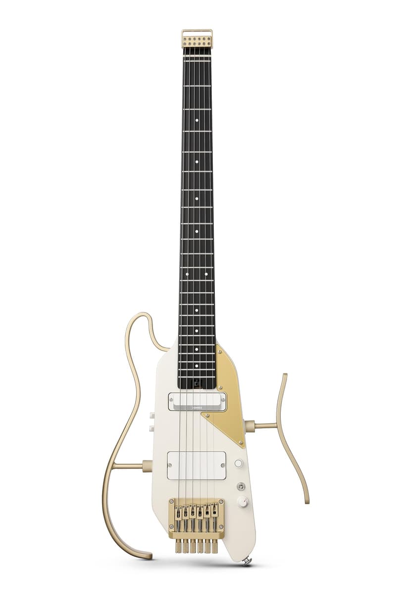 Donner HUSH X PRO Electric Guitar Kit - Smart Travel Guitar with Dozens of Preset Combinations, 7 Tone Sim Options, White-Luxe