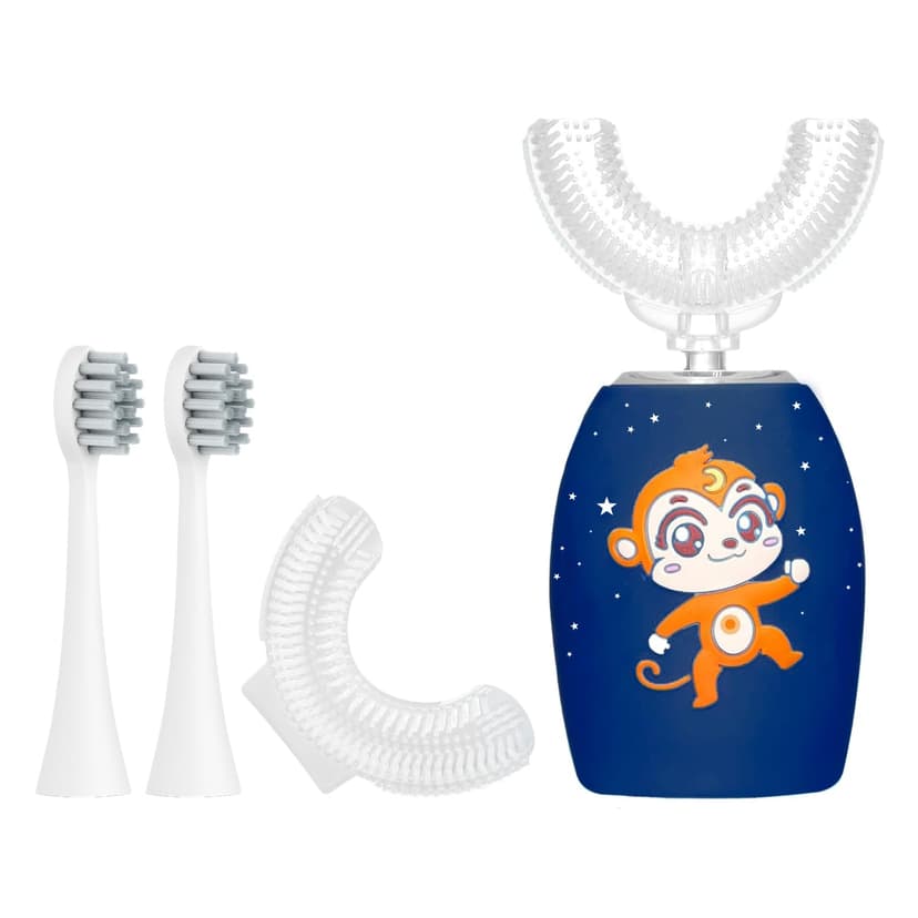 Rumengling Kids Toothbrush Electric, U Shaped Ultrasonic Automatic Toothbrush with 4 Brush Heads, Two Cleaning Modes, Cartoon Modeling Design for Kids, Age 2-12