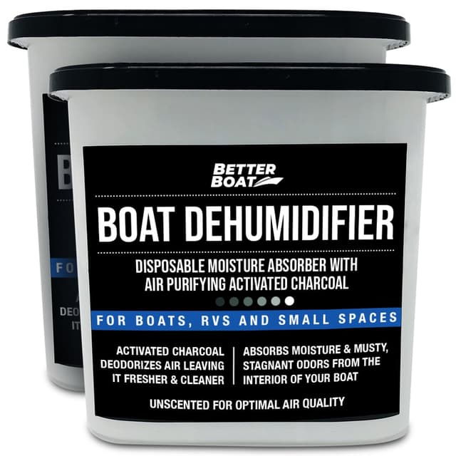 Moisture Absorber 2 Pack with Activated Charcoal Dehumidifier Bucket, Unscented Odor Absorber for Closet Basement Bathroom Boat RV, Disposable - Better Boat