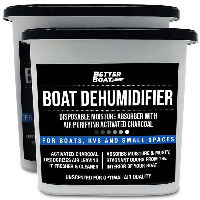 Moisture Absorber 2 Pack with Activated Charcoal Dehumidifier Bucket, Unscented Odor Absorber for Closet Basement Bathroom Boat RV, Disposable - Better Boat