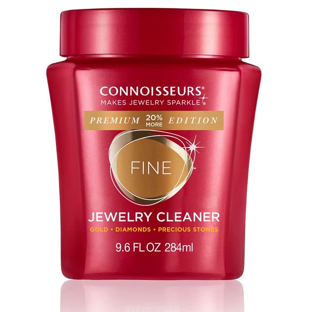 Connoisseurs Premium Edition Fine Jewelry Cleaner Solution for Gold, Diamonds, Platinum, and Gemstones - 9.6 fl oz - Restores Brilliance in Seconds