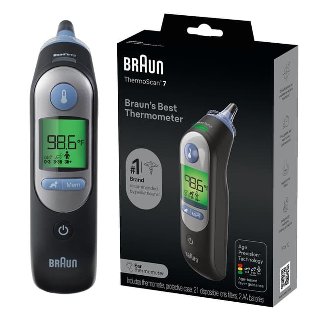 Braun ThermoScan 7 Digital Ear Thermometer for Adults, Babies & Infants, Age-Adjusted Fever Guidance, No. 1 Brand Recommended by Pediatricians