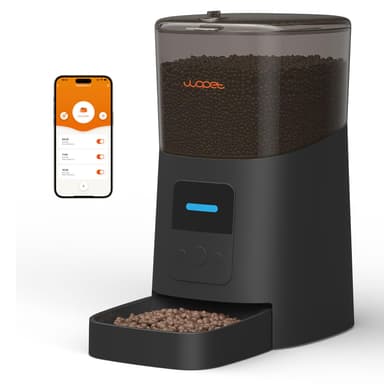 WOPET 6L Automatic Cat Feeder,Wi-Fi Enabled Smart Pet Feeder for Cats and Dogs,Auto Dog Food Dispenser with Portion Control, Distribution Alarms and Voice Recorder Up to 15 Meals per Day