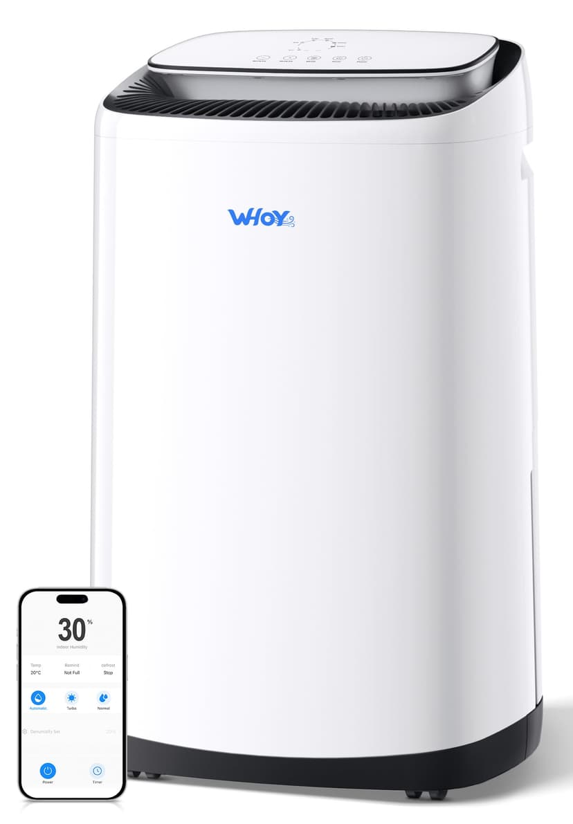 WHOY Dehumidifier for Basement 6,000 Sq Ft, 120 Pints Max. Smart Compressor,Intelligent Humidistat, Smart App-Controlled with Darin Hose And App Control for Basement, Bathroom,Living room,Bedroom,Home