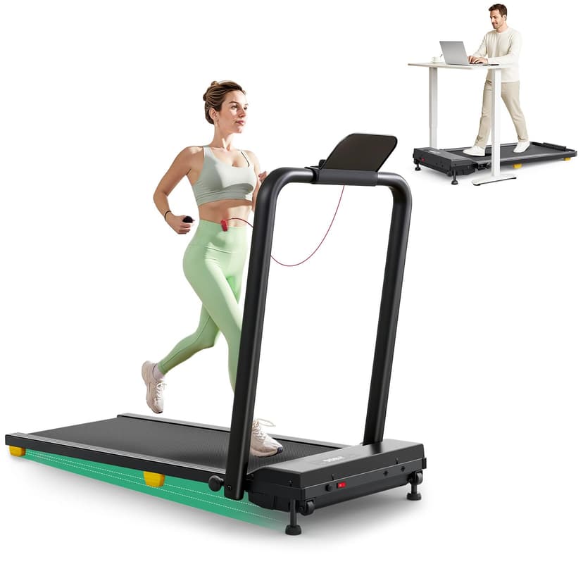 UREVO Walking Pad, 9% Incline Under Desk Treadmill with HIIT Program for Home and Office, 3 in 1 Foldable Treadmill with Remote Control, LED Display