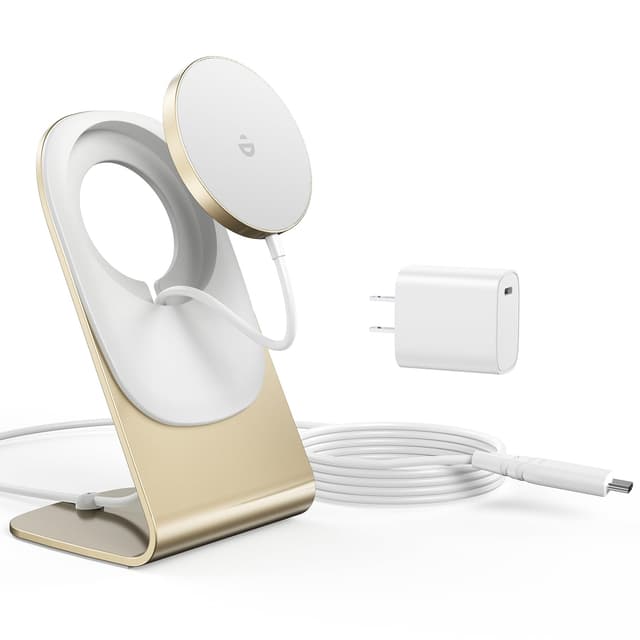 Magnetic Wireless Charger for iPhone 17/16/15/14/13/12 - Mag Charger+20W USB C Adapter, Fast Wireless Charging Stand/Pad with 5ft Cable for iPhone 17/16/15/14/13/12 Pro Max Plus Mini 17 Air, Gold