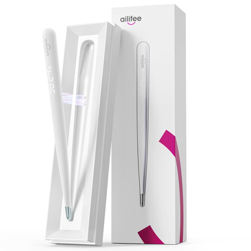 AILIFEE Rechargeable Basal Body Thermometer, Accurate Digital Oral Thermometer for Aldults Kids, 0.01° Precision with LED Backlit Display, Fast Reading, Silent Buzz, IP65 Waterproof, ABS Body, F355