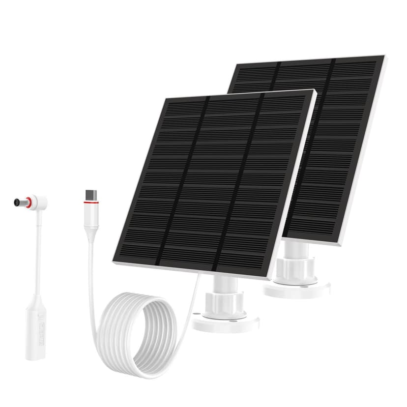Solar Panels for Ring Camera Outdoor (New Generation) 5W 5V Solar Panel Charger with USB-C&Plug for Spotlight Cam Plus&Stick Up Cam Pro.Waterproof IP65 360°Adjustable 2M Cable (White, 2)