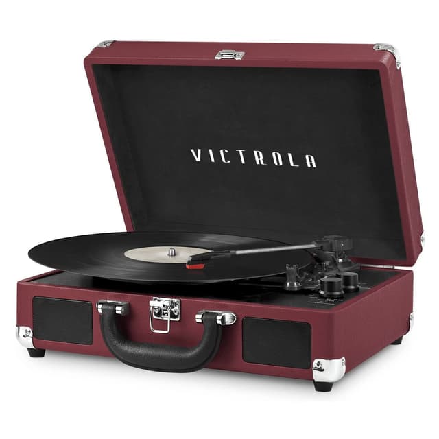 Victrola Journey Bluetooth Portable Suitcase Record Player – with Built-in Speakers, 3 Speed Vinyl Record Player, RCA Out, Headphone Jack (Marsala)