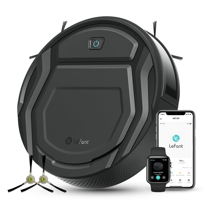 Lefant Robot Vacuum Cleaner M210 Pro,Slim,Quiet,2200Pa Suction,120 Min Self-Charging Robotic Vacuums, Freemove 3.0,WiFi/APP/Alexa,6 Cleaning Modes Ideal for Hard Floors Pet Hair Low Carpet,Black