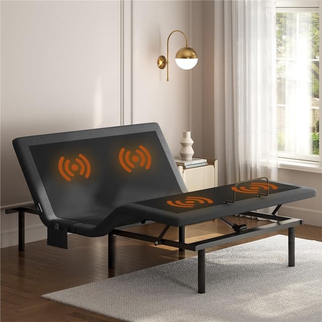 Yaheetech Queen Adjustable Bed Frame,w/Wireless Remote,Massage Function,Nightlight,4 Height-Adjustable Legs,Head & Foot Incline,USB Ports,Easy Assembly(3-Step)