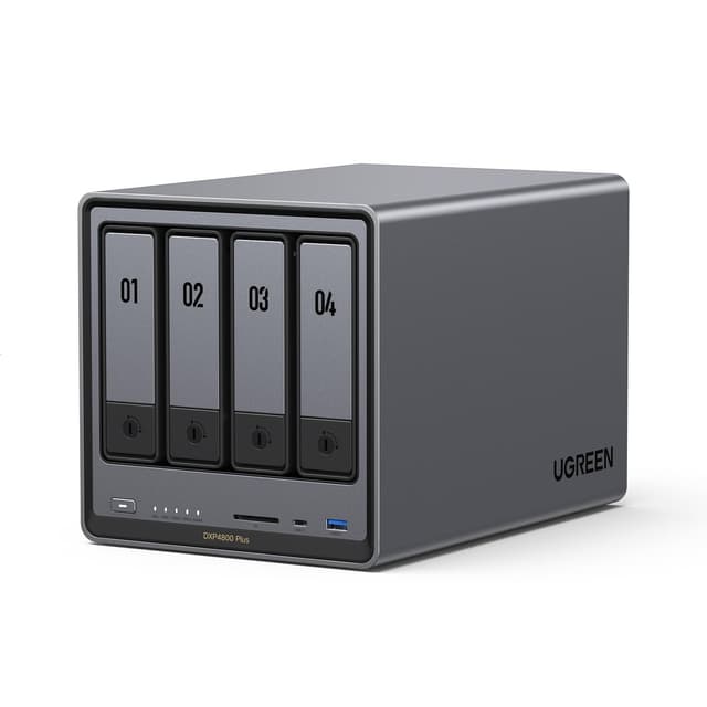 UGREEN NAS DXP4800 Plus 4-Bay Desktop NASync, Intel Pentium Gold 8505 5-Core CPU, 8GB DDR5 RAM, 128G SSD, 1x 10GbE, 1x 2.5GbE, 2X M.2 NVMe Slots, 4K HDMI, Network Attached Storage (Diskless)