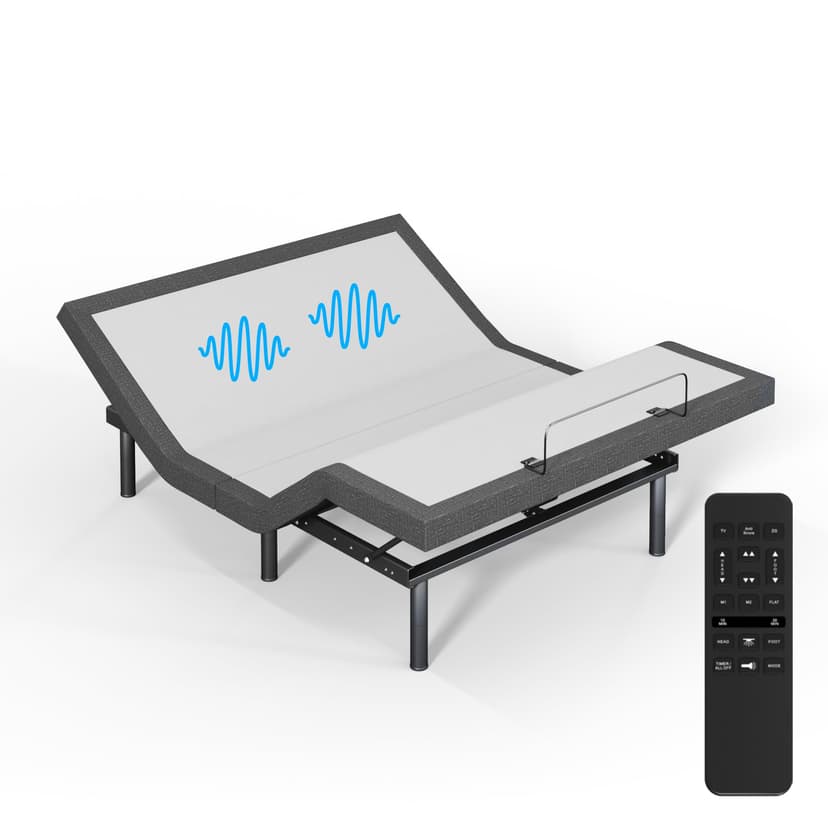 Bold City Accents Adjustable Bed Frame with Wireless Remote - Comfortable Zero Gravity Massage with Head & Foot Incline, Dual USB Charge & Under-Bed Nightlights - Powder Coated Adjustable Queen Frame