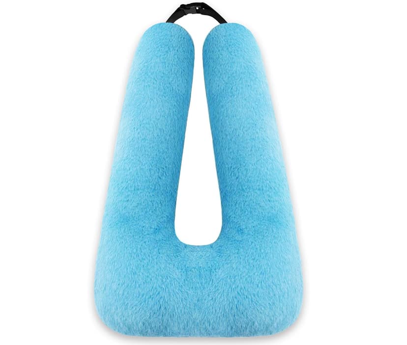 Swemos Travel Pillow, Car Pillow for Kids & Adults - Ergonomic Travel Pillows Sleeping Aid for Neck & Body Support, Car Travel Essentials Pillow on Road Trips-Gray (Blue)