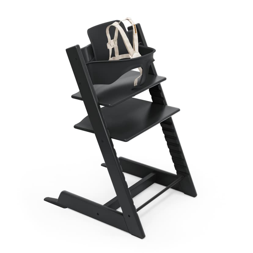 Stokke Tripp Trapp High Chair 2, Black - Includes Chair + Baby Set with Removable Harness for Children 6-36 Months - Adjustable, Ergonomic & Easy to Clean