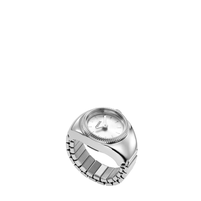 Fossil Women's Watch Ring, Quartz Stainless Steel Two-Hand Ring Watch for Women, Color: Silver