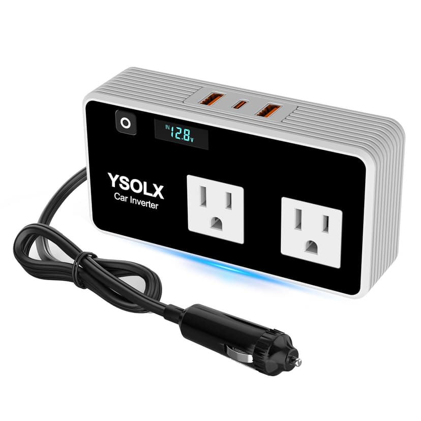 300W Car Power Inverters for Vehicles, YSOLX Car Inverter 12V to 110V with 3 USB Fast Charger and Car Plug Adapter Outlet for Laptop Computer Charger